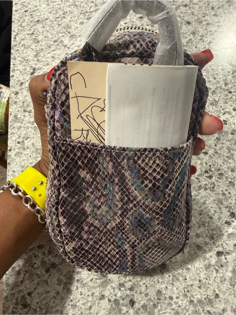 Brand new AIMEE Kestenberg Snake-Print Crossbody Bag with Iridescent Accents - Picture 7 of 8